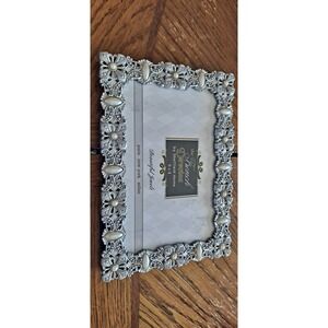 6x4 Decorative Metal Picture Frame Silver & Pearls